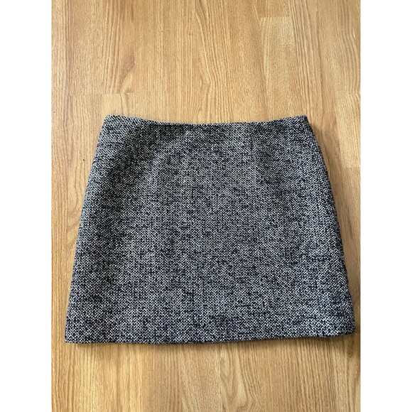 J Crew Factory Black Gray Tweed Wool Blend Mini Skirt Size 6 - Picture 1 of 6